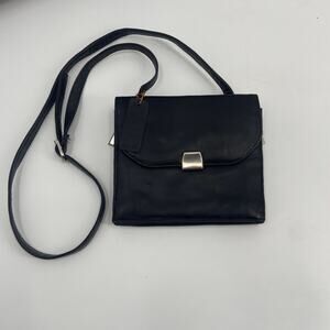 Worthington Black Leather Crossbody Bag - Adjustable Strap